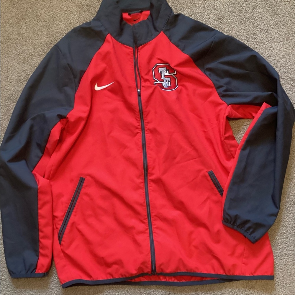 Nike Dri-Fit Jacket Full Zip Hooded Training Red And BlackMens Large Long Sleeve